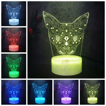 

Mammals Palm Civet Cat Head Study Decor Lighting Kid Student Apply Table Lamp Baby Gift Safe Night Light Portable Carry 3D Toy