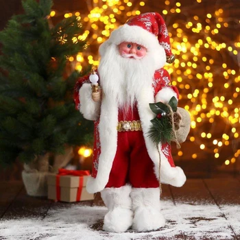 

Santa Claus "In a red fur coat in Christmas trees with gifts" 23x45 cm 5036051