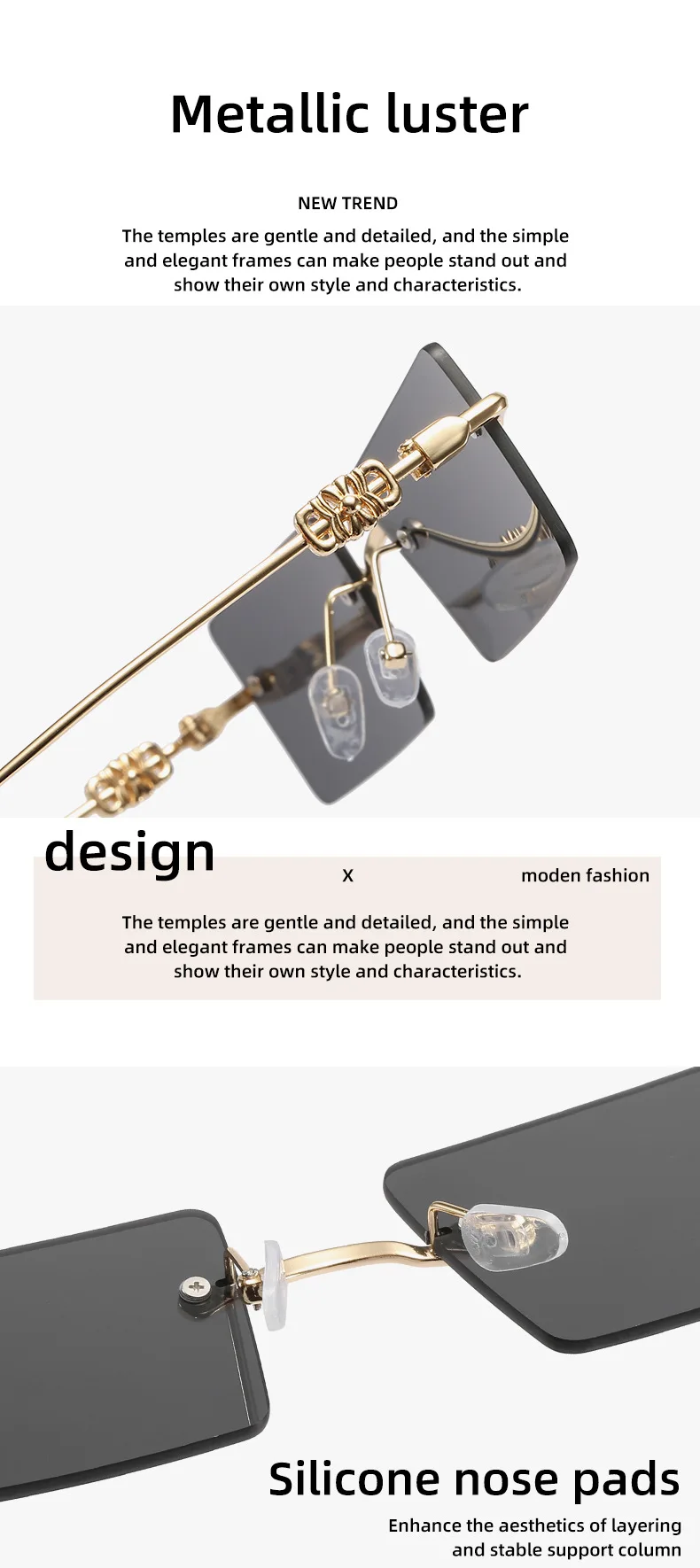 2021 Fashion Square Glasses Women Sunglasses Classic Vintage Metal Frame Eyeglasses Male Female Luxury Sun Glasses Uv400