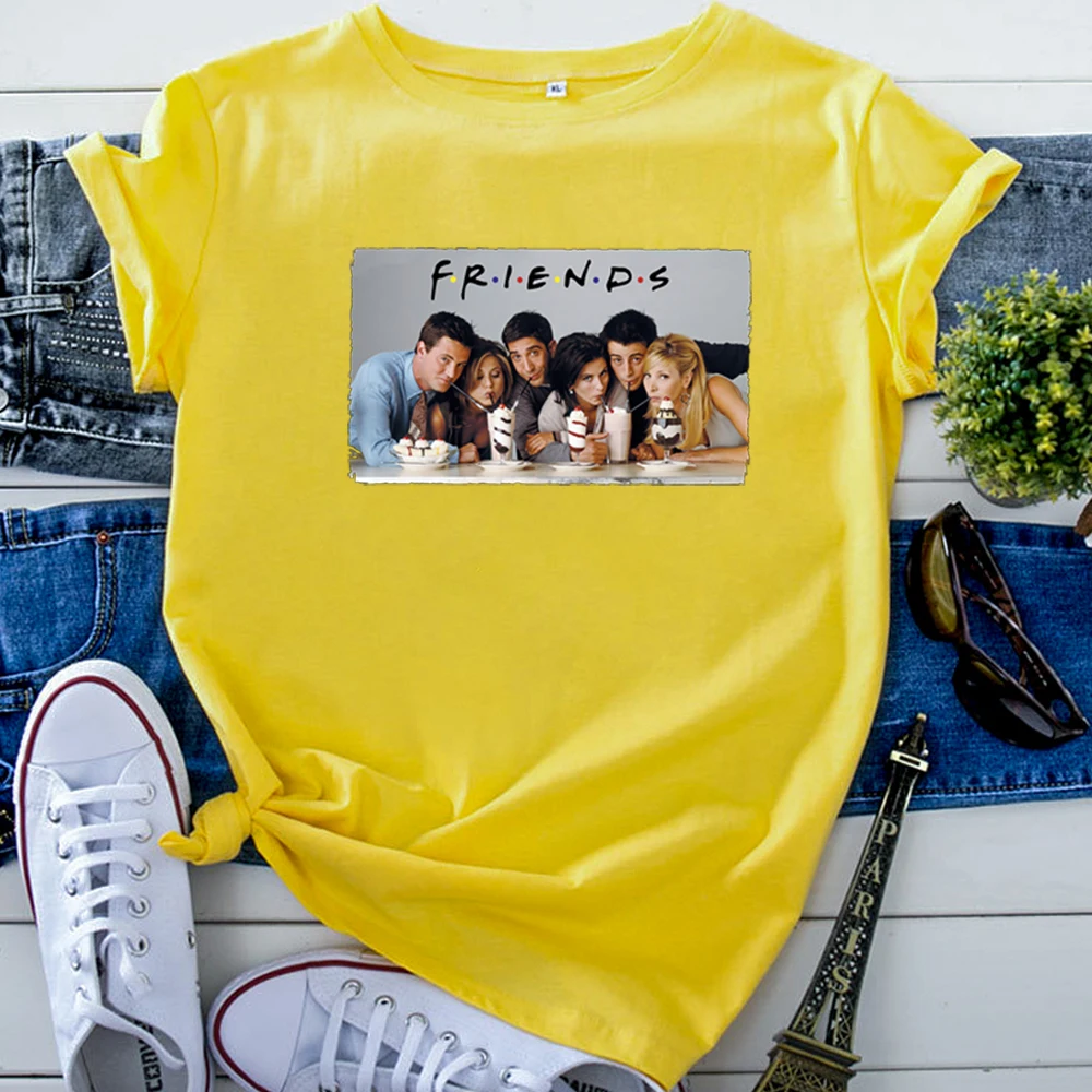 Funny Friends Picture Printing Cotton T-Shirt For Women'S Oversized Casual Women T Shirt Korean Style Trend Short Sleeve Top