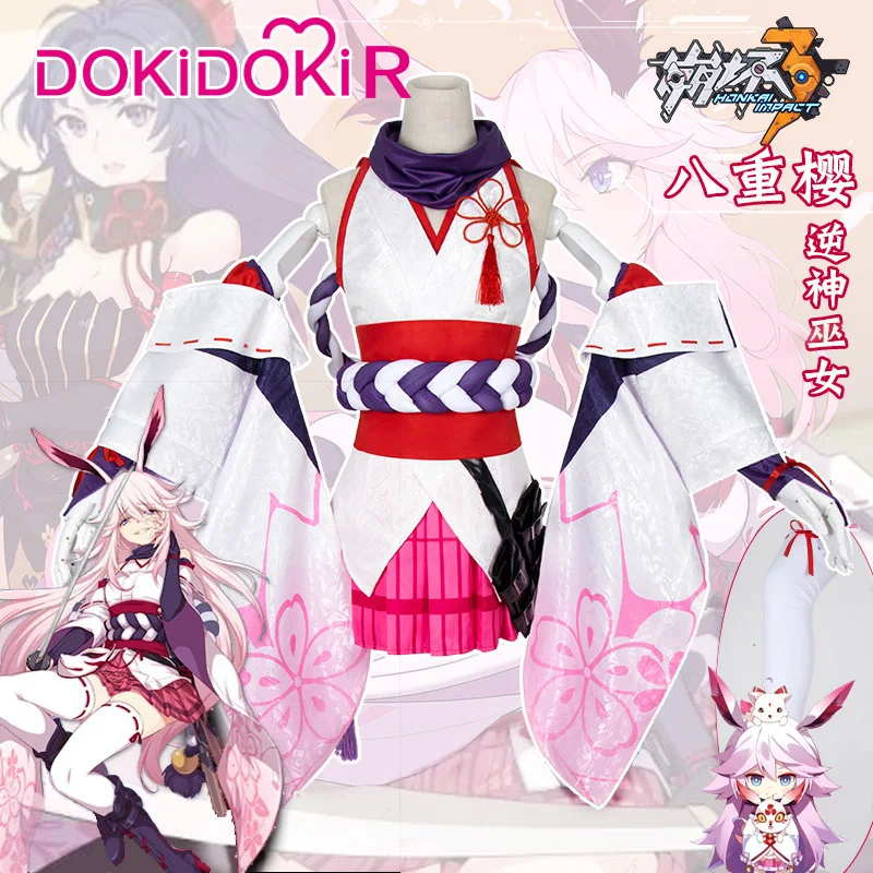 DokiDoki-R Honkai Impact Yae Sakura, Женский костюм для косплея, белый, красный костюм Honkai Impact 3, костюм для косплея Yae Sakura