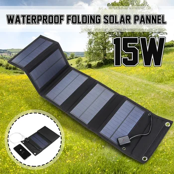 

15W Foldable Waterproof Solar Charger Solar Charger Folding 5V 2A Fast Charge Portable Solar Panel Charger for Smartphones