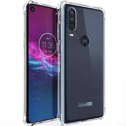 Durable Crystal Clear Silicone Back Cover with Reinforced Corners for Motorola One Series (Transparent)