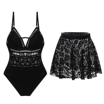 

2020 New Korean-Style Women's Swimsuit One-Piece Triangle + Skirt Two-Piece Belly Covering Slimming Lace Sexy