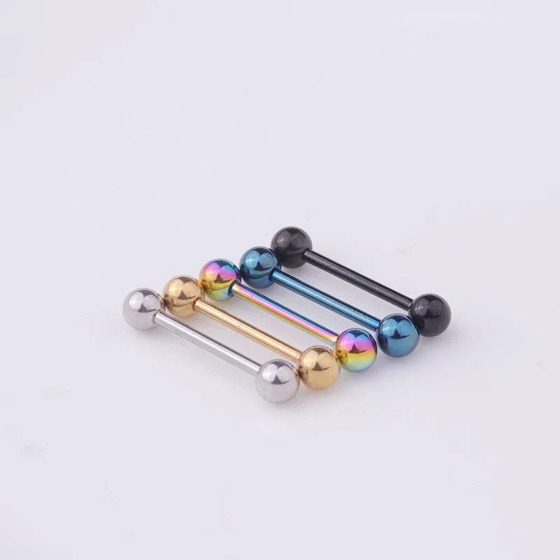 1PC Tongue Piercing Titanium Plated Rings Girls Industrial Barbells Body Jewelry