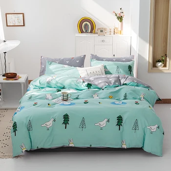 

cute korea style bedding set blue cartoon bed linen for kids adult duvet cover pillowcase bed sheet sets queen king single size