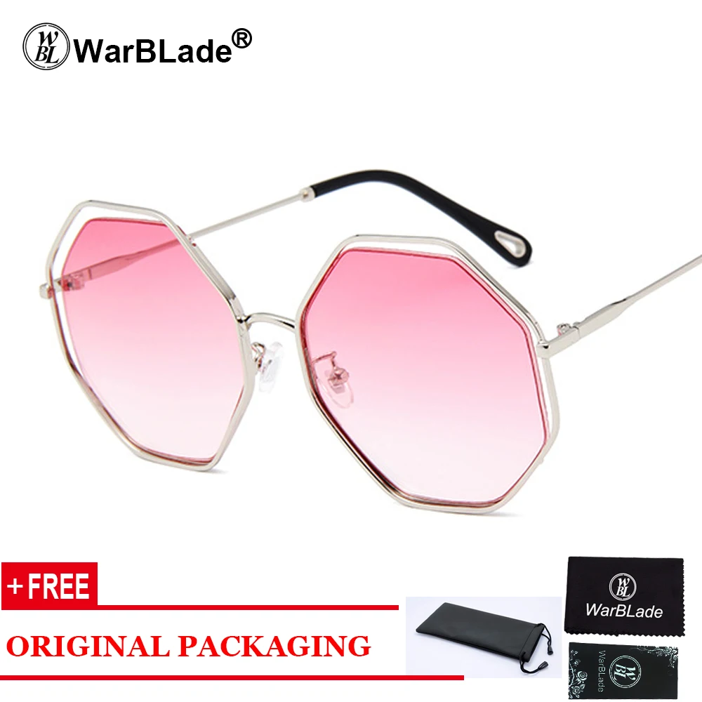 silver pink WarBLade Новые Двойные цвета рамки квадратные женские солнцезащитные очки модные жемчужные эффект женские градиентные линзы Оттенки UV400 - Цвет линз: silver pink