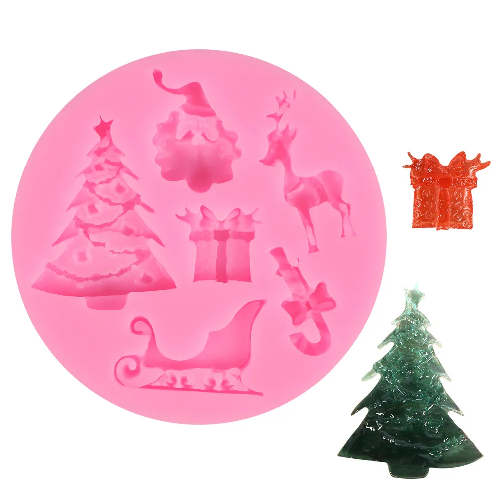 Flip Sugar Cake Mold Christmas Tree Moose Bell Gift Chocolate Baking Tool Decoration Accessories | Дом и сад