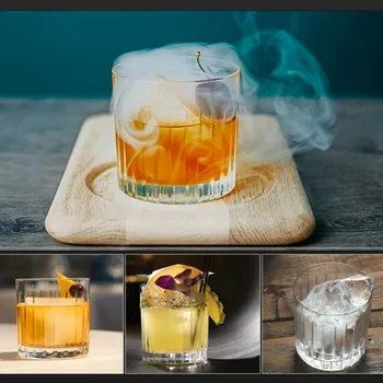 

Classical 300-400ml Vodka Whiskey wine glass cup Add ice Vertical Stripes Design Cocktail Tumbler Bar Family-Friendly Tools