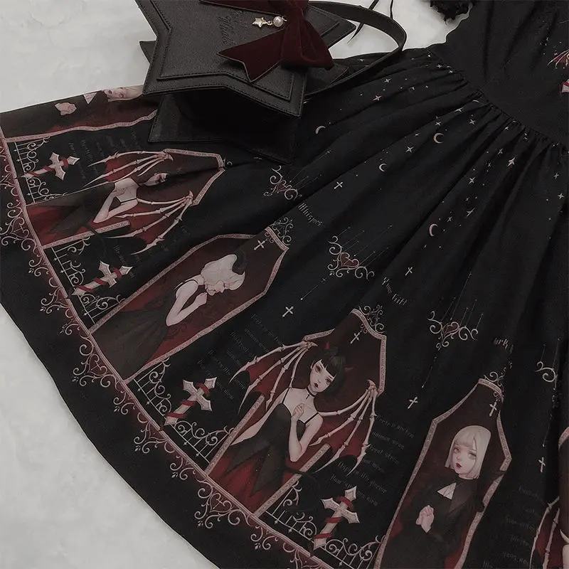 Japanese Gothic Lolita Jsk Dress Women Harajuku Street Fashion