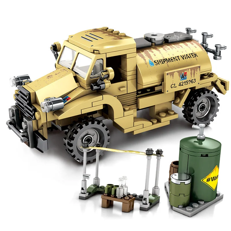 

284pcs Military Pattern truck Building Blocks WW2 Army Vehicle Soldier Figures model Brick Toys Compatible Car Children Boy