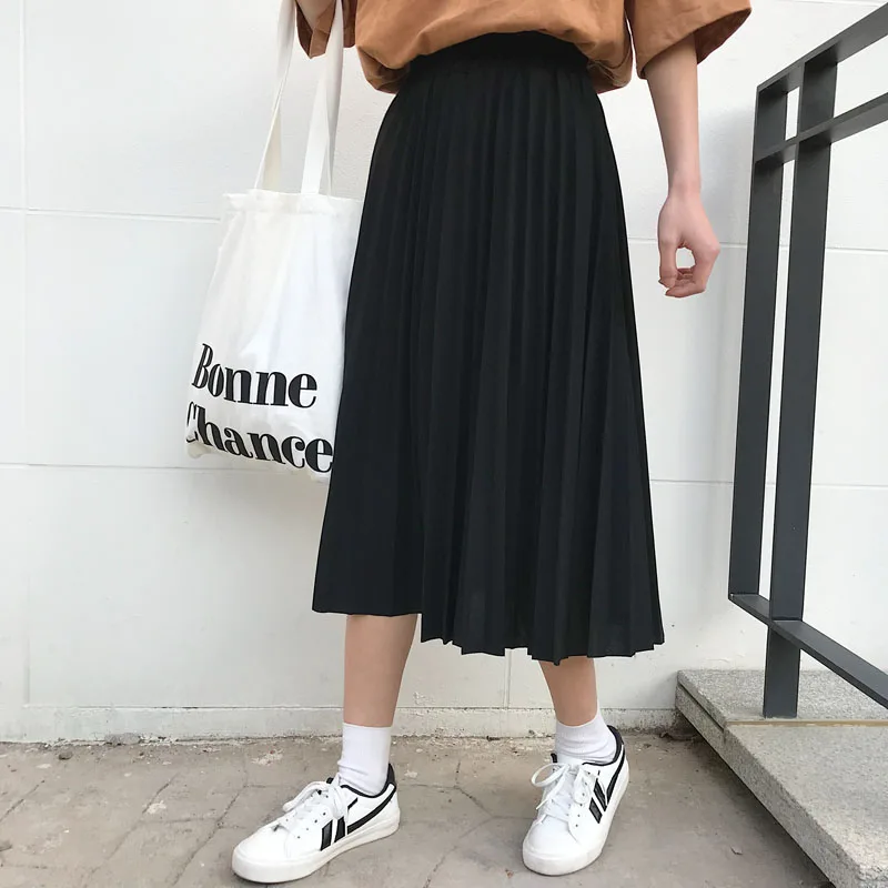 Новая летняя и осенняя Женская юбка черная в Корейском стиле Повседневная плиссированная Модная брендовая женская одежда темперамент высокая талия