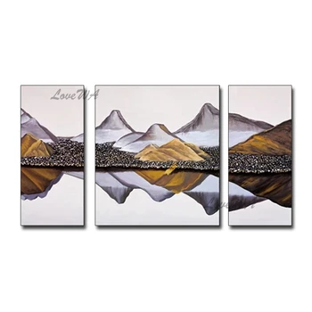 

Wall Hangings Interior Decor 3 Panels Abstract Chinese Style Abstract Thick Oil Painting Mountain Landscape Canvas Wall Art Home