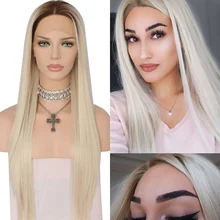 BeautyTown коричневый корни Омбре светильник блонд высокая температура волокно Glueless ежедневный макияж Свадебная вечеринка синтетический передний парик