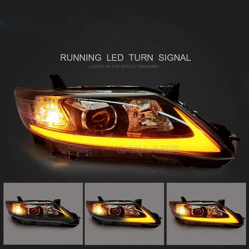 Передние фары для Toyota Camry 2010 2011 светодиодный головной фонарь в сборе DRL L + R с