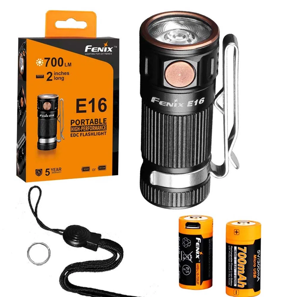 Fenix E16 700 люмен CREE светодиодный EDC/брелок фонарик, Fenix ARB-L16-700UP перезаряжаемые по USB батареи