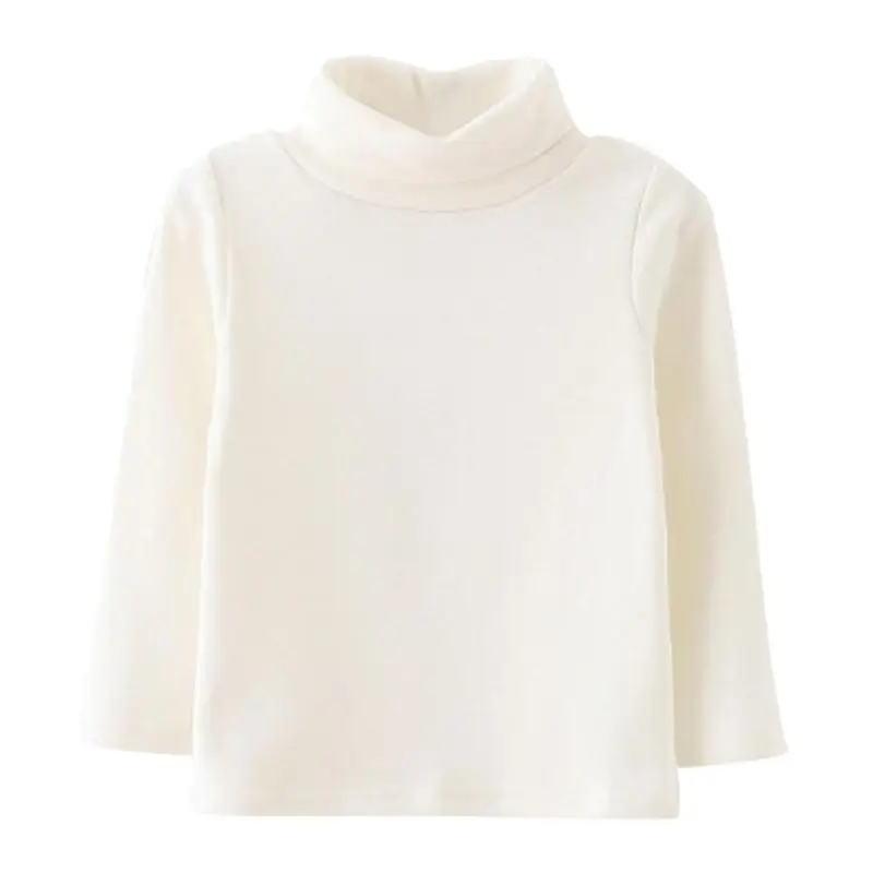Осенне-зимняя футболка с длинными рукавами и высоким воротником для маленьких мальчиков и девочек джемпер хлопковая Детская футболка с высоким воротником - Цвет: white