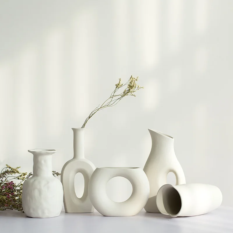 1745.0￥ |家の装飾のための乾燥した花のための小さな白いセラミック花瓶,家のための装飾的なアクセサリー,...