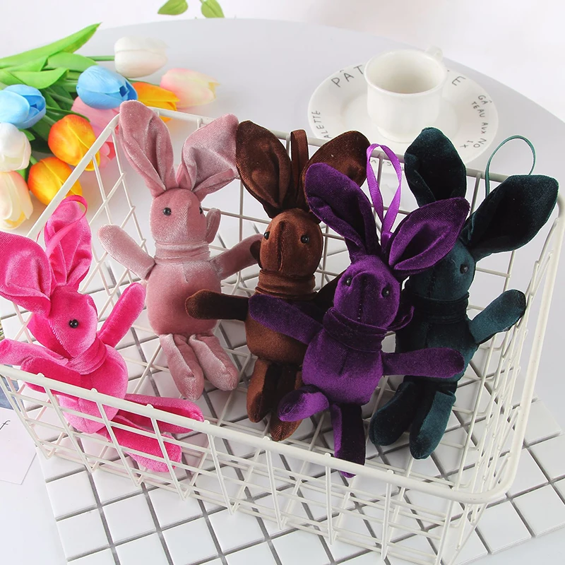 

Bag Charm Trinket Key chains Key Cover Pendant Appease Doll Teether Cute Cartoon Stuffed Rabbit Toy Children's Day Birthday Gift