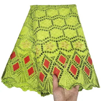 

2020 New arrival Green african Bazin riche fabric with stone embroidery lace Punch bazin riche lace fabric with embroidery