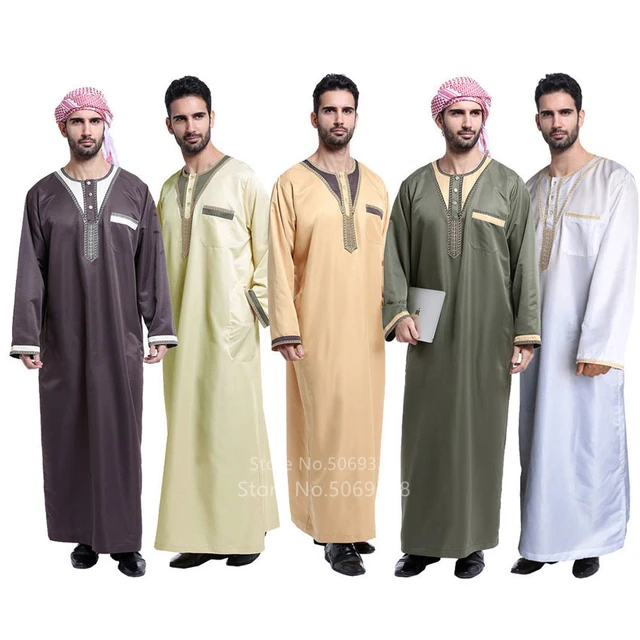 Men Saudi Arabic Thobe Jubba Dishdasha Robe Ramadan Muslim Dress Middle  East Islamic Clothing Muslim Clothes Kaftan - Walmart.com