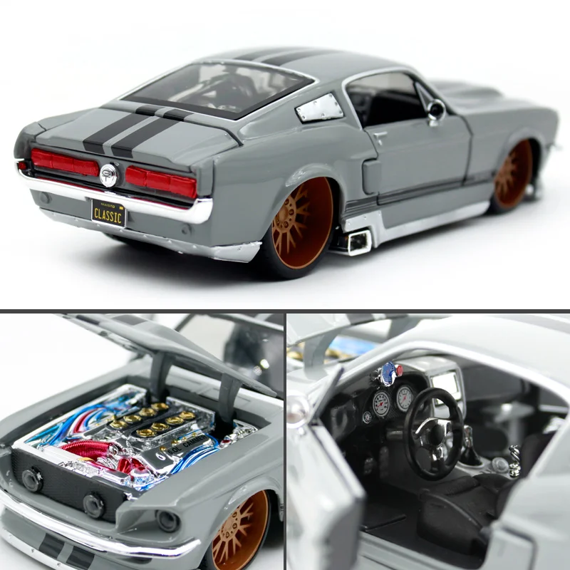 Модель автомобиля Maisto 1:24 1967 Ford Mustang GT серая и желтая литая модель игрушечная новая