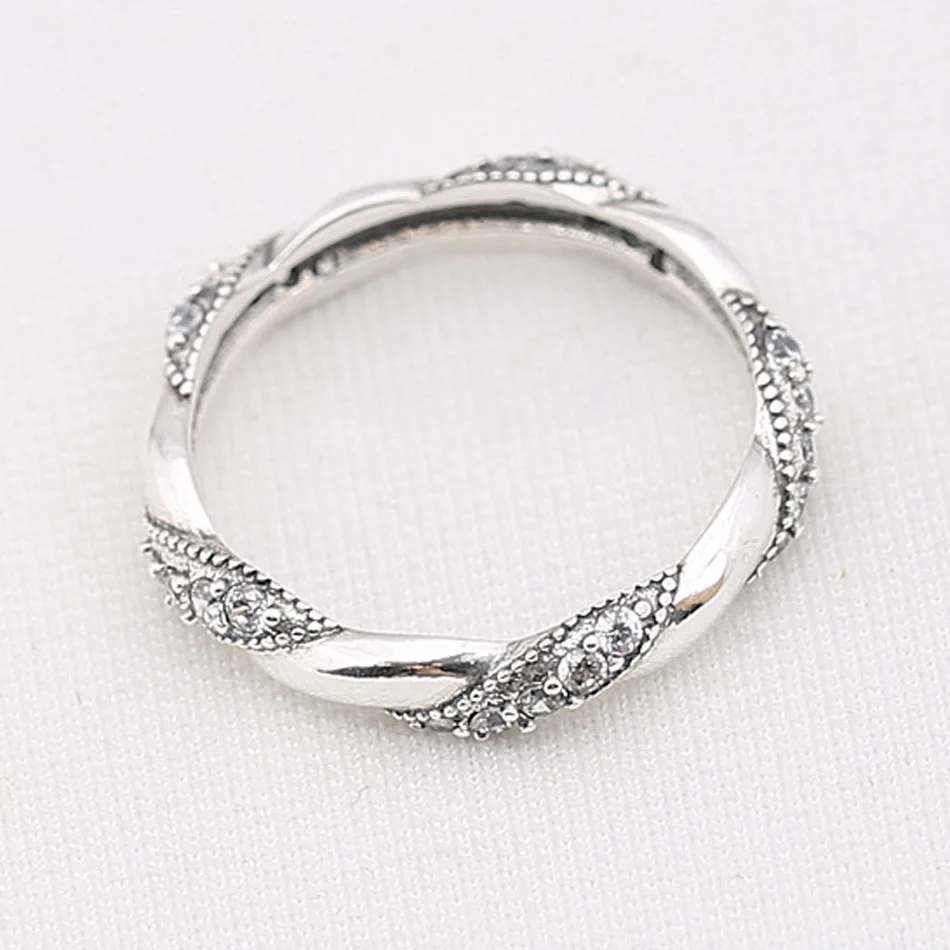 Подлинная 925 пробы Серебряная лента любви кольцо для женщин подарок подходит леди ювелирные изделия