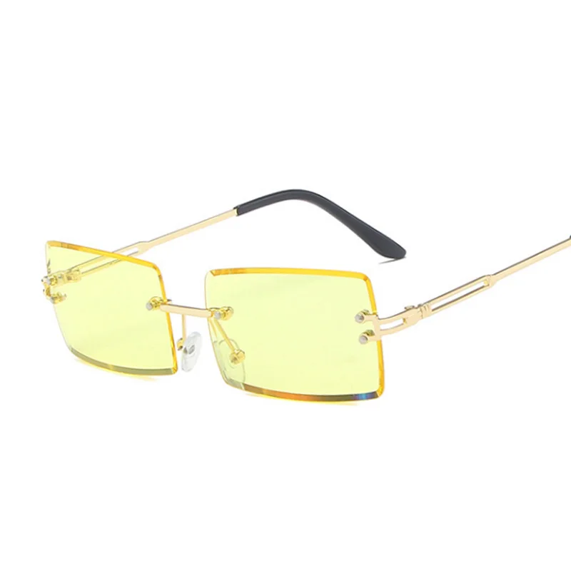 Rimless Square Sunglasses Man Brand Designer Rectangle Gradient Sun Glasses Metal Cutting Lens Male Shades Oculos De Sol_voghion.com