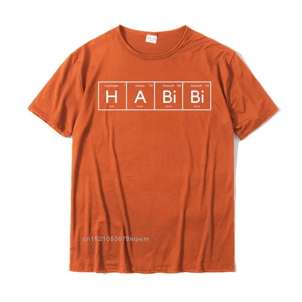 O Neck Personalized Cotton Fabric Young Top T-shirts Group Short Sleeve Tops T Shirt Fitted Leisure Tops Shirts Habibi Funny Arabic Lebanese Word Periodic Table T-Shirt__5176 orange