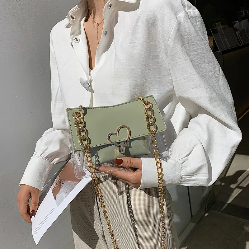 

new three-dimensional translucent irregular bull horn small square bag love lock chain single shoulder oblique carry woman bag