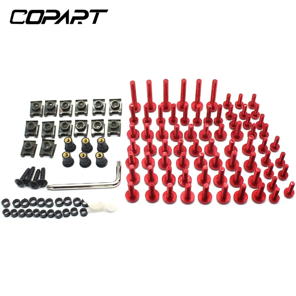 195pcs Motorrad Verkleidung Schraube Mutter Kit Körper Schrauben Motorrad  Universal Kit Rot