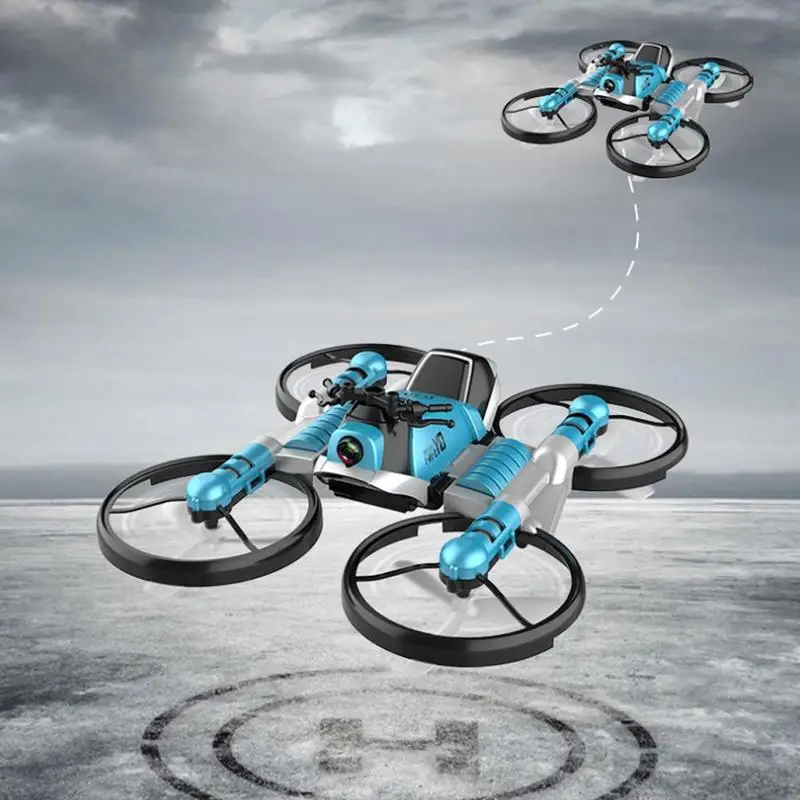 

Unique 2-in-1 Folding RC Drone With Motorcycle Vehicle Multi-Functional Folding Aircraft 4 Axis Rc Drone Quadcopter Toy For Kids