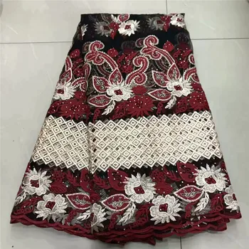 

Latest African Lace Fabric 2019 High Quality Lace Embroidery French Mesh With STONES Nigerian Lace Fabrics Material DF14-26