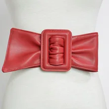 

Wide Women Belt For Dresses Leather Big Bow Red Cummerbund Ladies Fashion 2021 Brand Solid Female Wide Waist Belt Waistbands