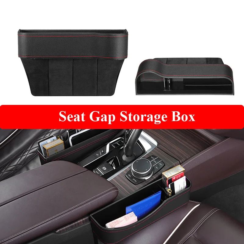 with 2 USB Charging Ports PU Leather Side Pocket Car Seat Organizer & Car Seat Gap Filler Black 1Pcs, Left Blueshyhall Console Side Pockets 
