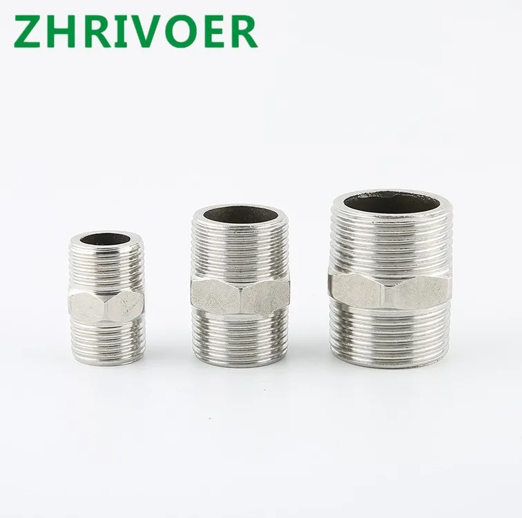 

304 DN6 DN8 DN10 1/8'' 1/4'' 3/4'' 1'' Male to Male Hex Nipple Threaded Reducer Pipe Fitting Stainless Steel