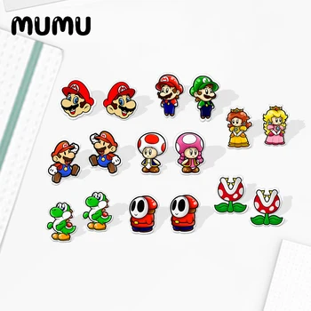 

2020 New Cartoon Games Character Mushroom Dinosaur Stud Earring Shrinky Dinks Jewelry Epoxy Acrylic Earrings For Fans
