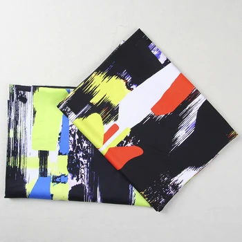 

New style handmade diy fabric satin digital printing rendered watercolor color block pattern fabric
