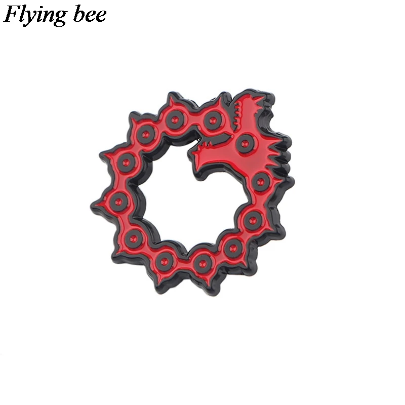 Flyingbee The Seven Deadly Sins брошь аниме эмалированные булавки для рюкзаки для женщин и мужчин булавки Индивидуальность Дети булавка Шарм ювелирные изделия X0572