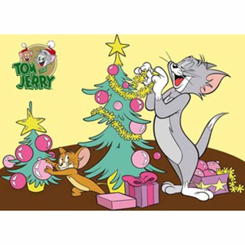 

5D DIY Full Square Cartoon Tom and Jerry Diamond Painting Christmas Tree Paintings Gift Diamond Embroidery Cross Stitch