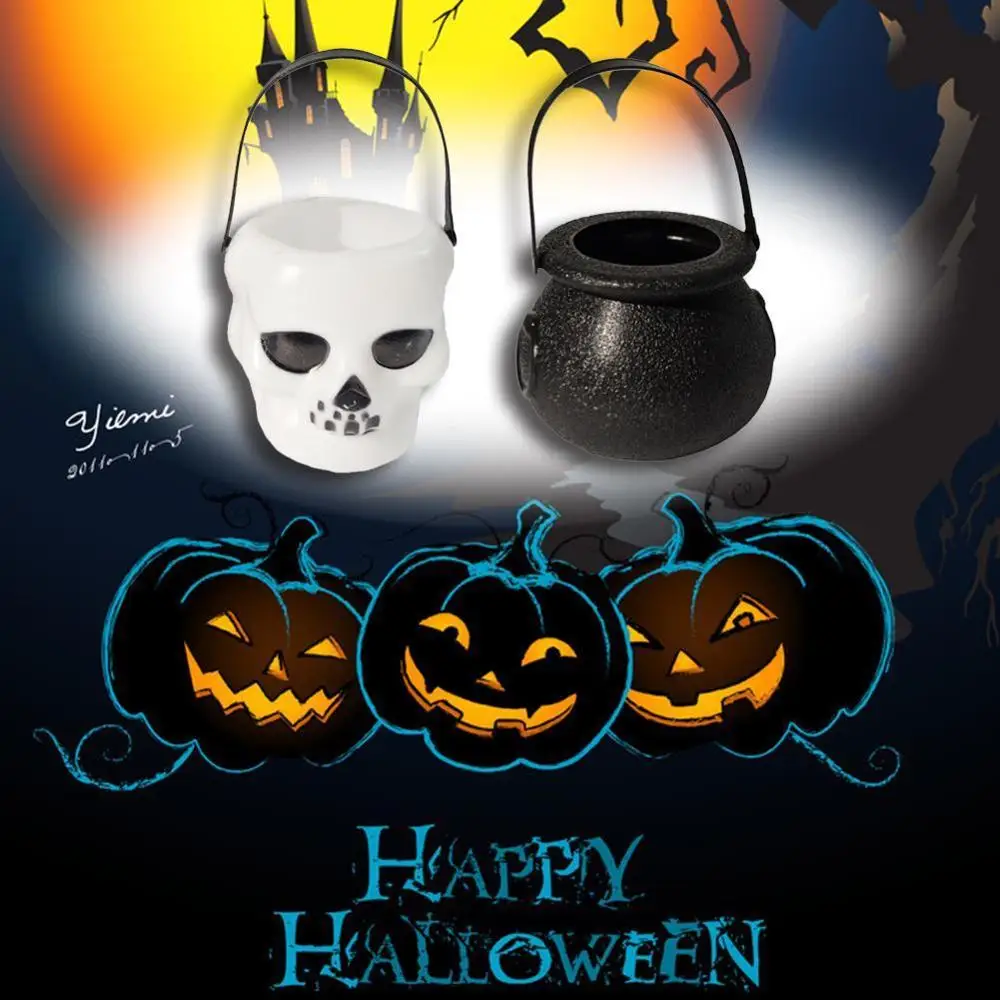 2PCS Scary Halloween Candy Kettle box Witch Cauldron Halloween Party Hanging Props St.Patrick's Day Halloween Decoration