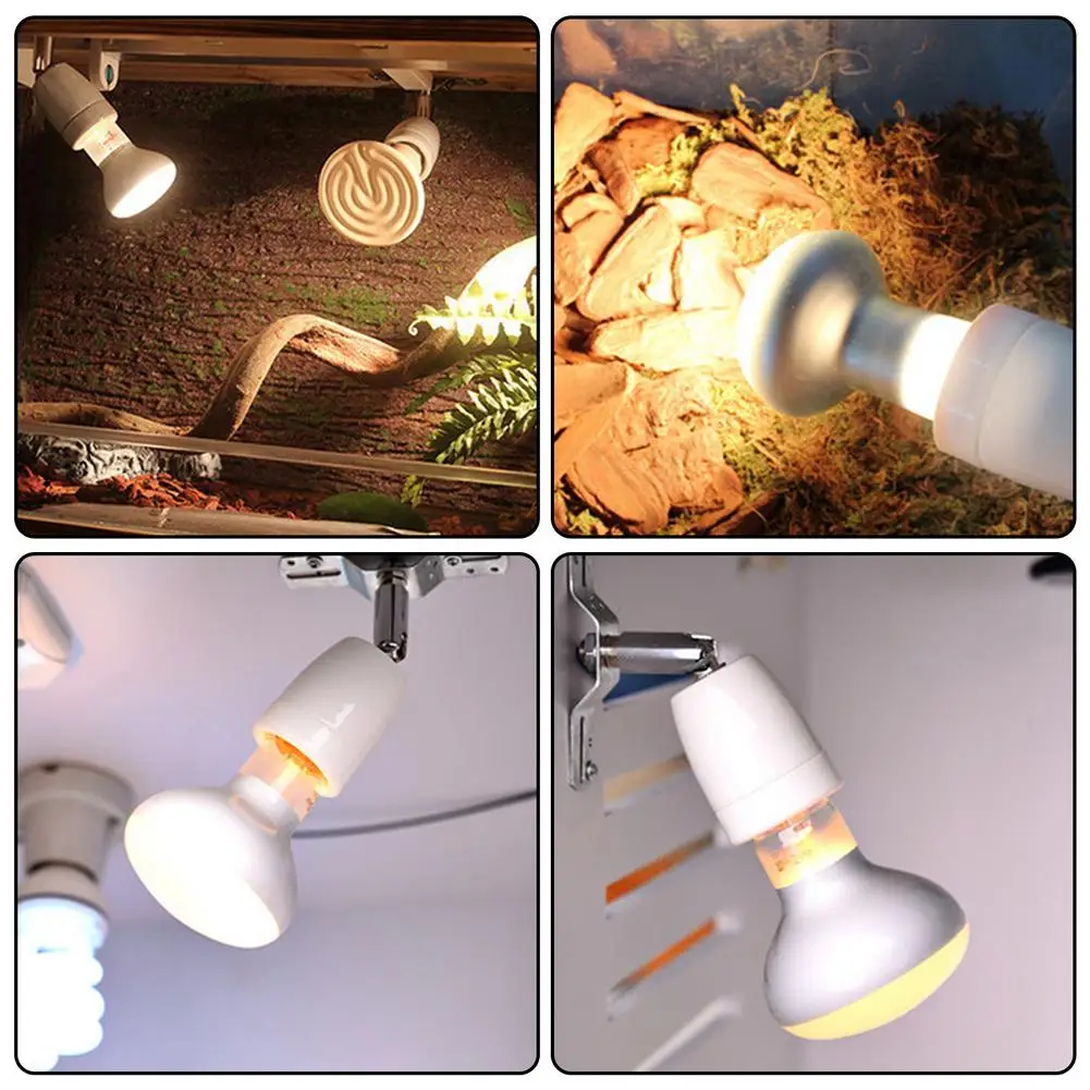 Ceramic E27 Lamp Holder Reptile Pet Heating Lamp Base Rotatable Bulb Holder For Reptile With ON/OFF Button Switch