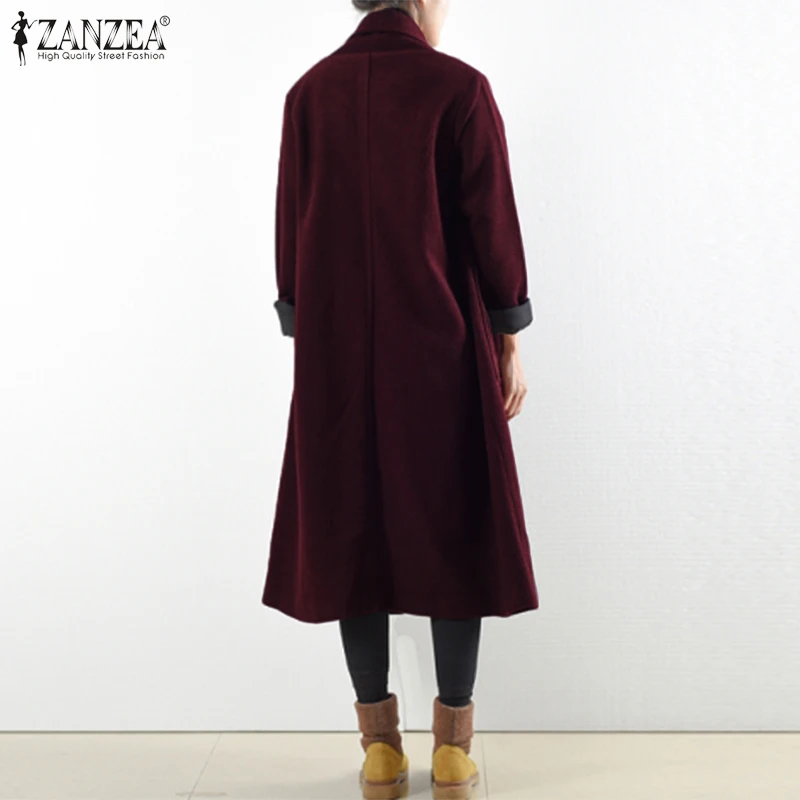 ZANZEA, женские длинные пальто,, зимние длинные куртки, модные, повседневные, с длинным рукавом, на пуговицах, пуховики, верхняя одежда, Chaqueta 7