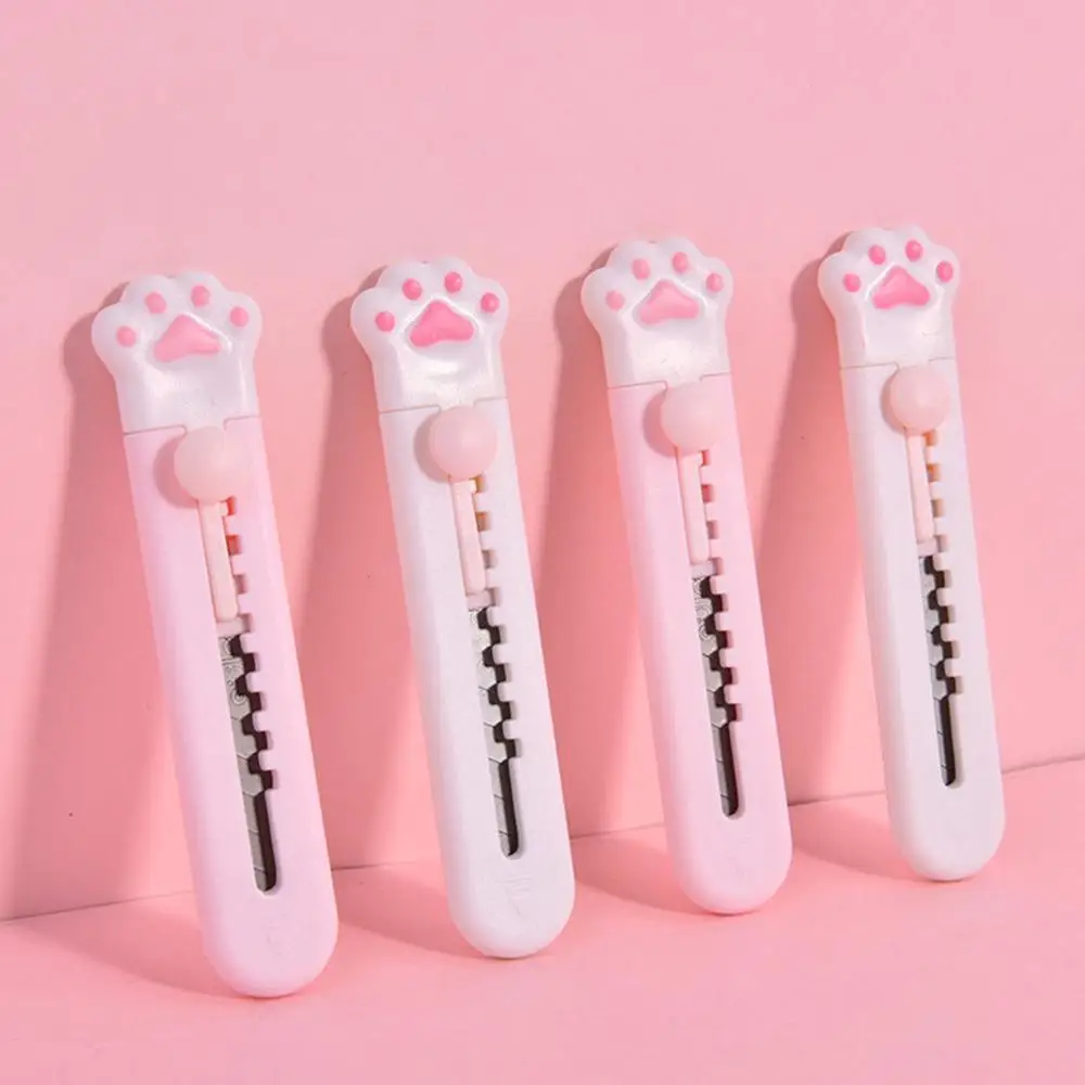 Cortador de arte Kawaii con garra de gato, minicuchillo de Utilidad de bolsillo, suministros de arte para estudiantes, herramientas DIY, papelería creativa, suministros escolares, 1 ud.