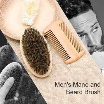 

Men Comb Beard Brush Double-sided Shape Comb Mane Oval Comb Beard Template Comb Beard Care Set
