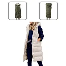 

Stylish Winter Down Coat Soft Buttons Hooded Sleeveless Warm Women Jacket Down Coat Women Down Coat