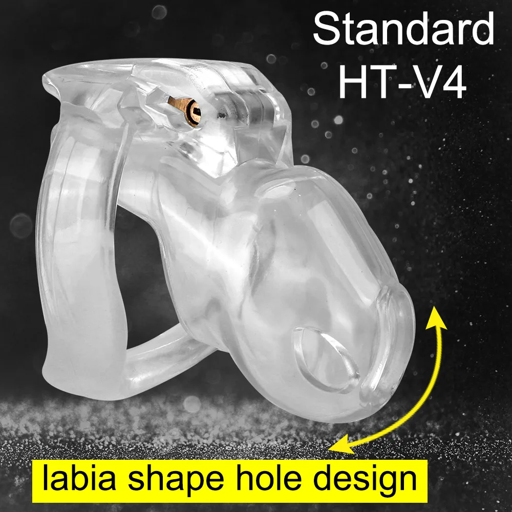 Male Chastity Device Ht V4 Cage With Virginity Lock And 4 Rings_voghion.com