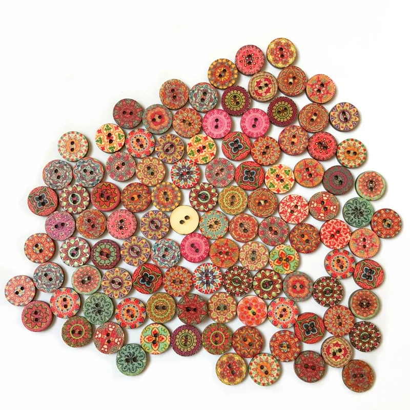 100pcs Vintage Star Shape Wood Buttons 2 Holes Sewing Scrapbooking Craft DIY