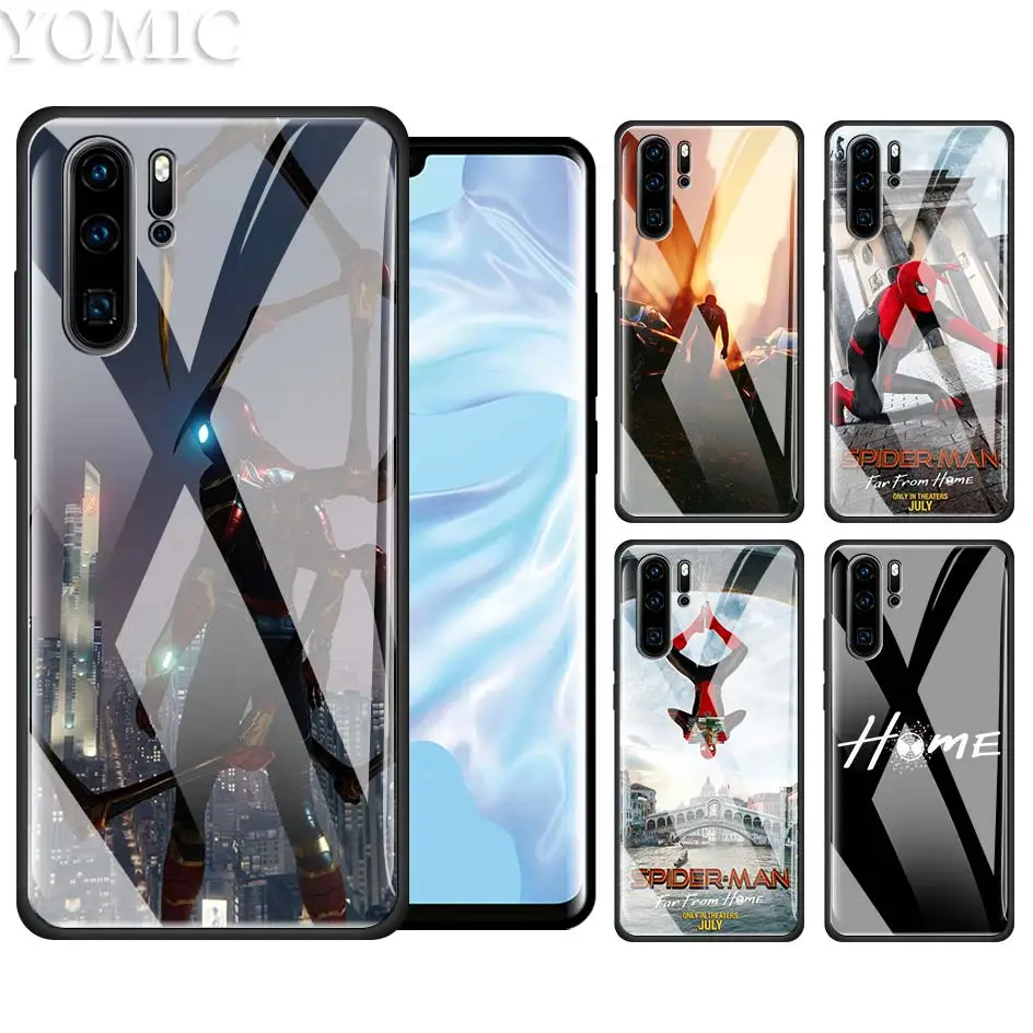 

Tempered Glass Case for Huawei P20 P30 P10 Mate 10 20 Lite Pro Honor 8X 20Pro Fundas Capa Phone Cover Spider Man From Home Casos