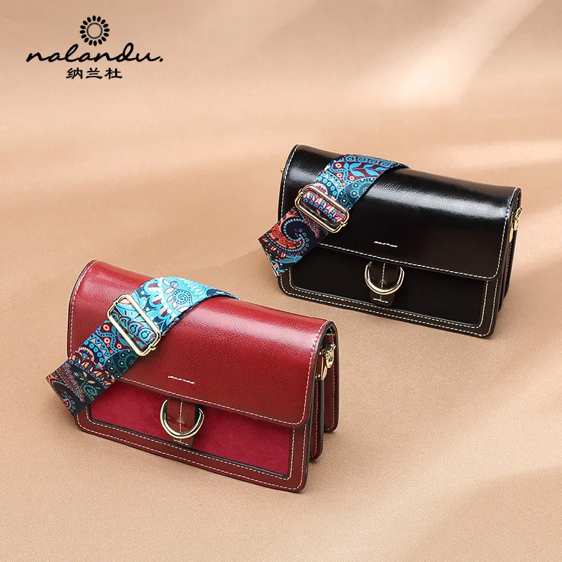 

Nalan Du Korean-style Genuine Leather Square Sling Bag Women's 2019 New Style Autumn And Winter File Holder Oil Wax Cowhide Cros